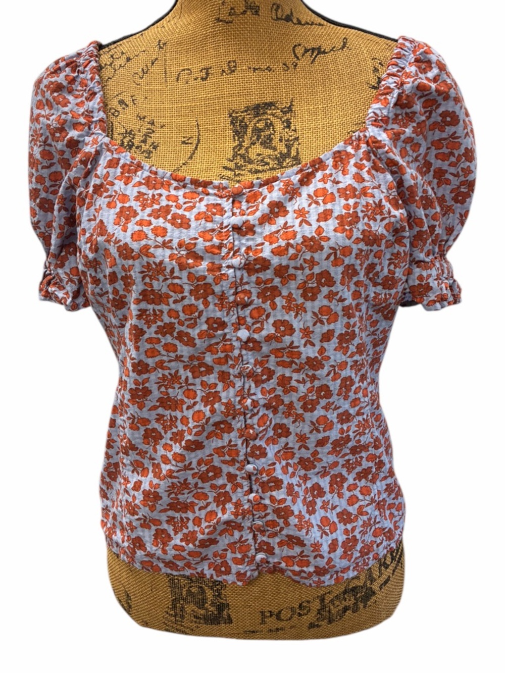 Women’s Madewell Multicolor Floral Button Front Smocked Back Kallie Top sz-4